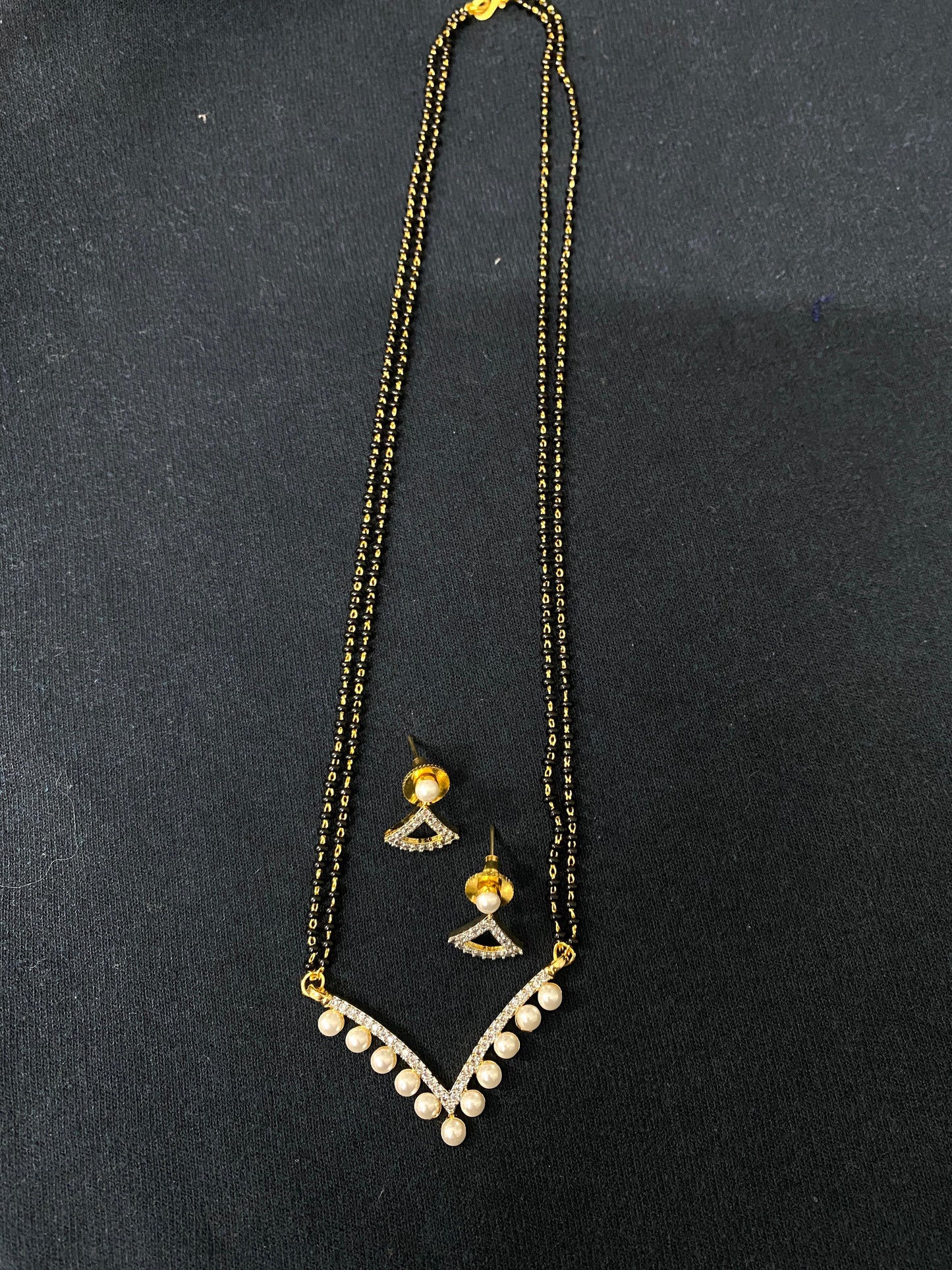 American Diamond Mangalsutra With Earrings