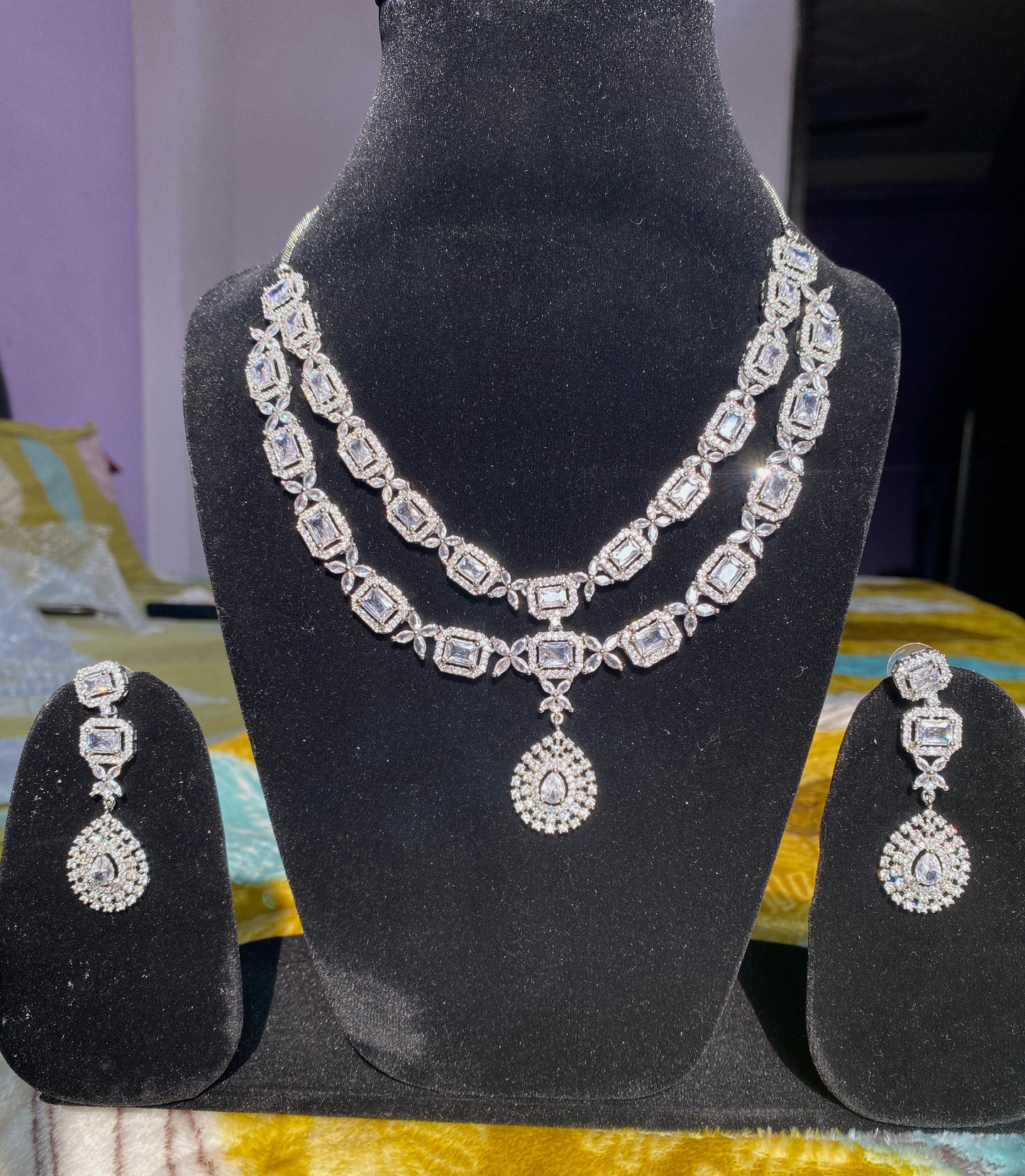 American diamond layered necklace set