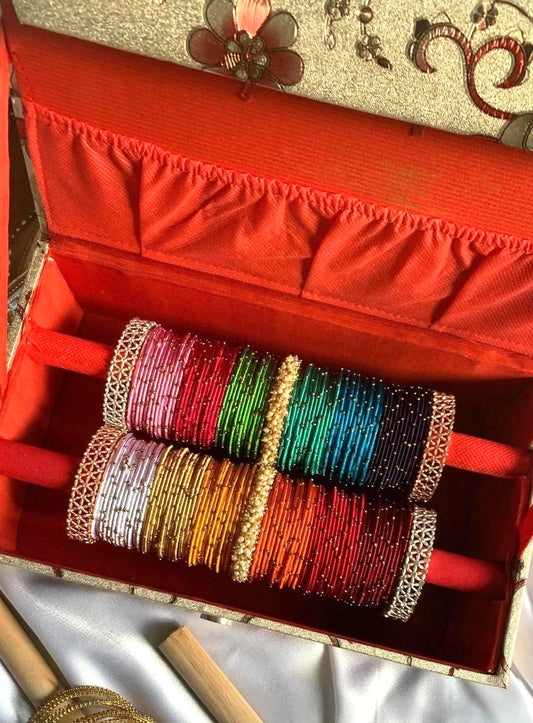 New silk thread metal bangles combo