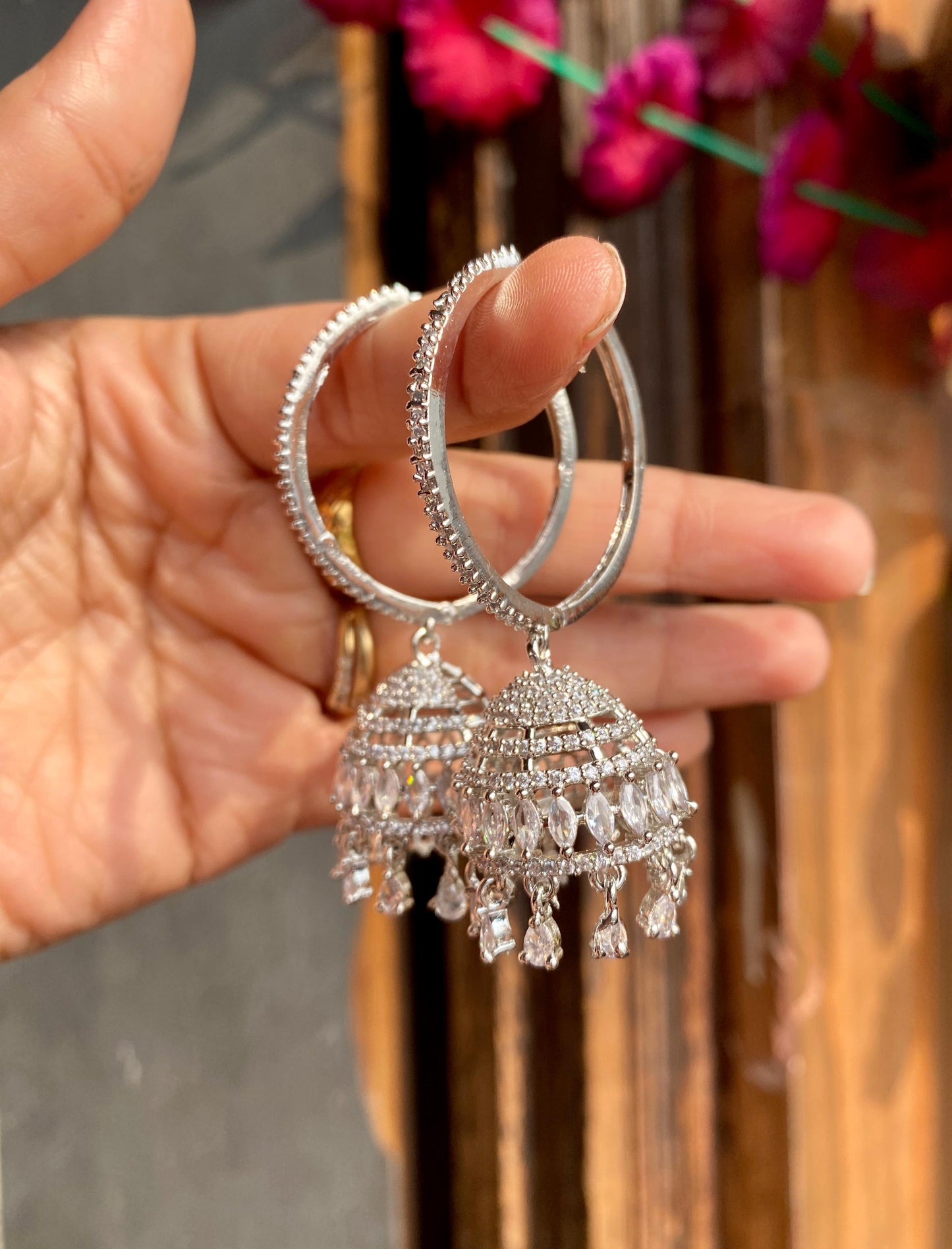 American Diamond Hoop Jhumka