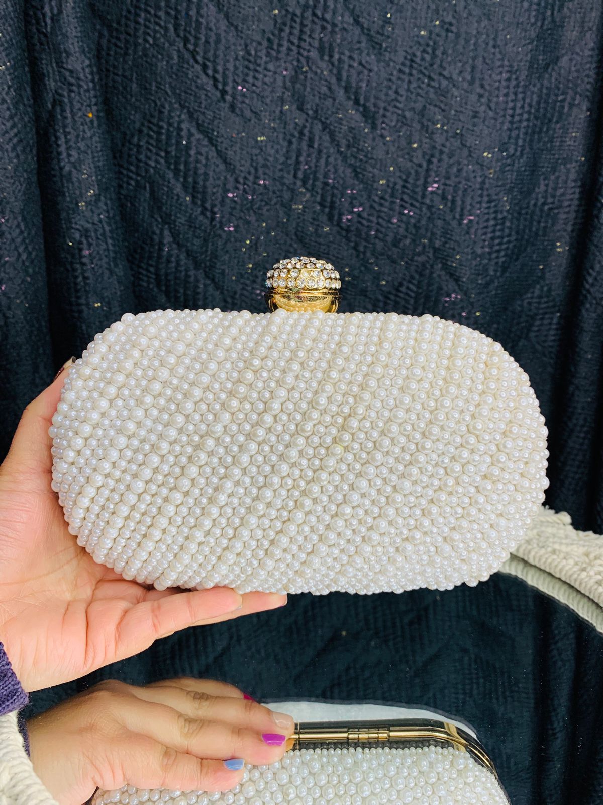 Timeless And Evergreen Pearl Clutch Bags (Sling Included)