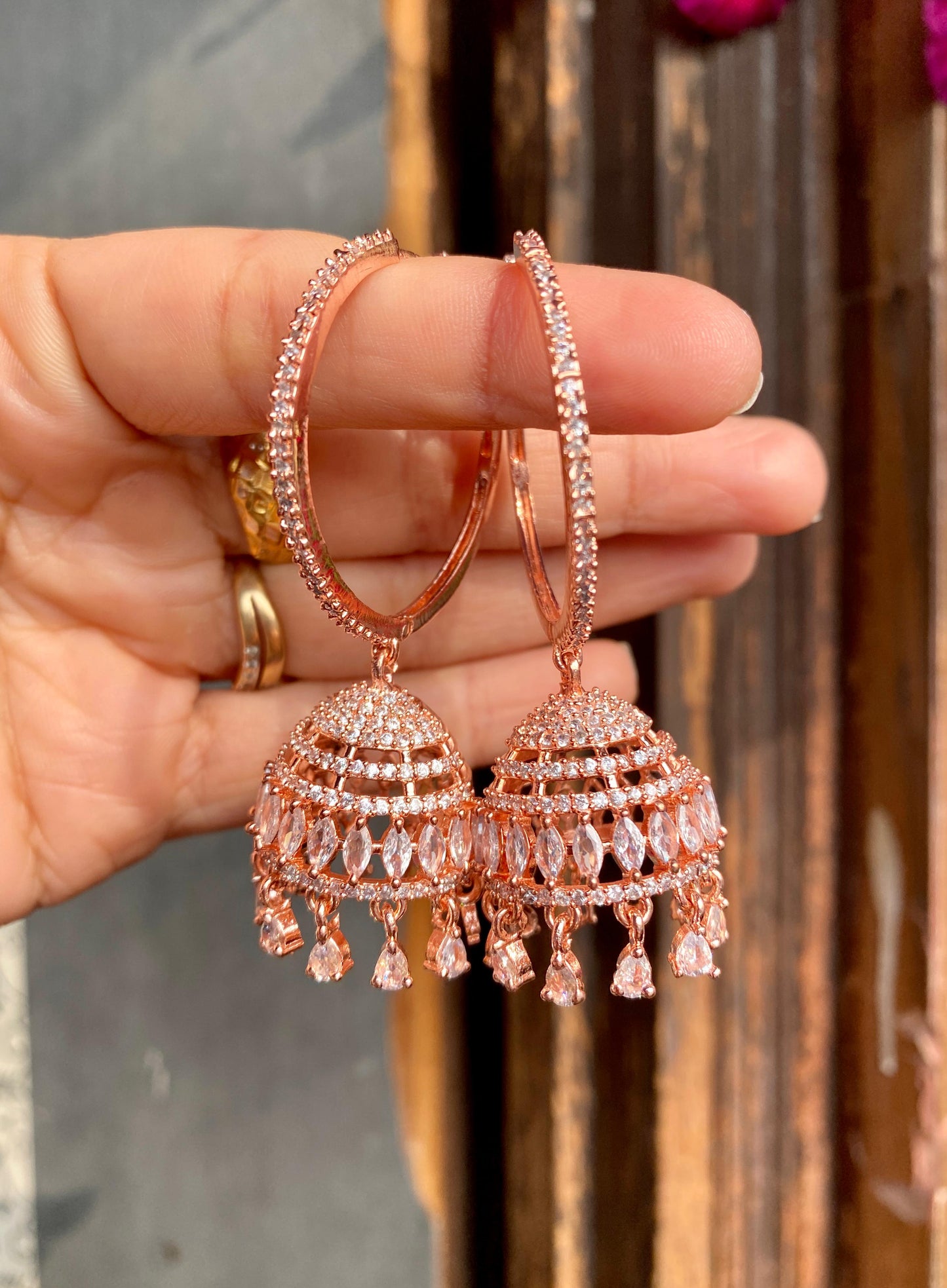 American Diamond Hoop Jhumka