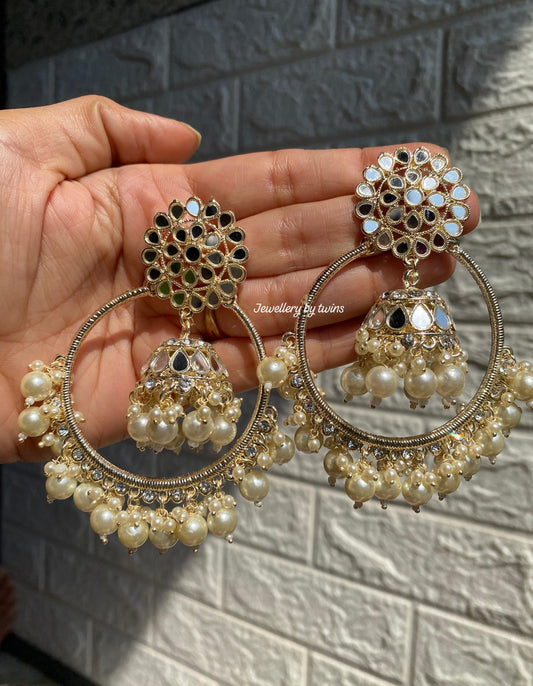 Bollywood Favorite Mirror Kundan Jhumka