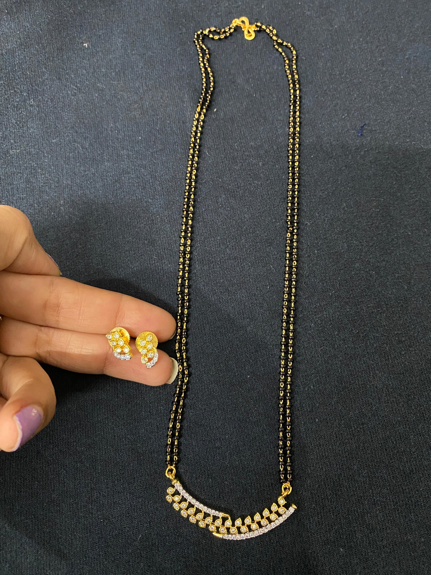 American Diamond Mangalsutra With Earrings