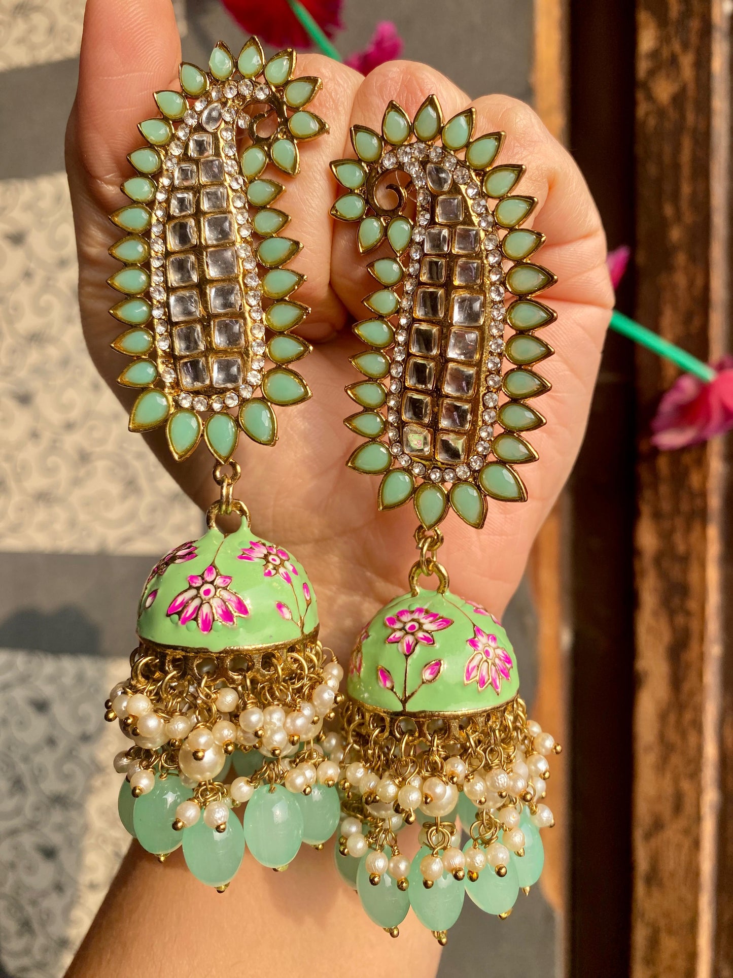 Kundan Peacock Earrings