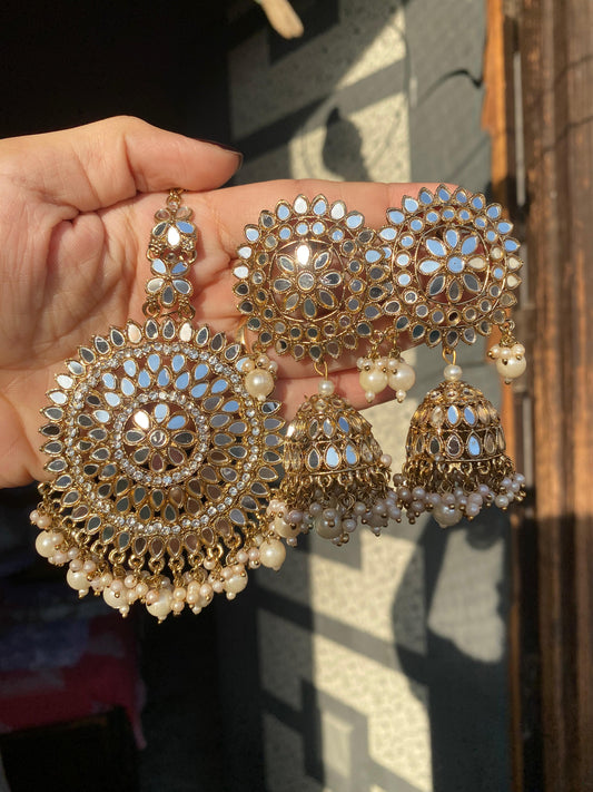 Mirror Kundan Mangtika Set