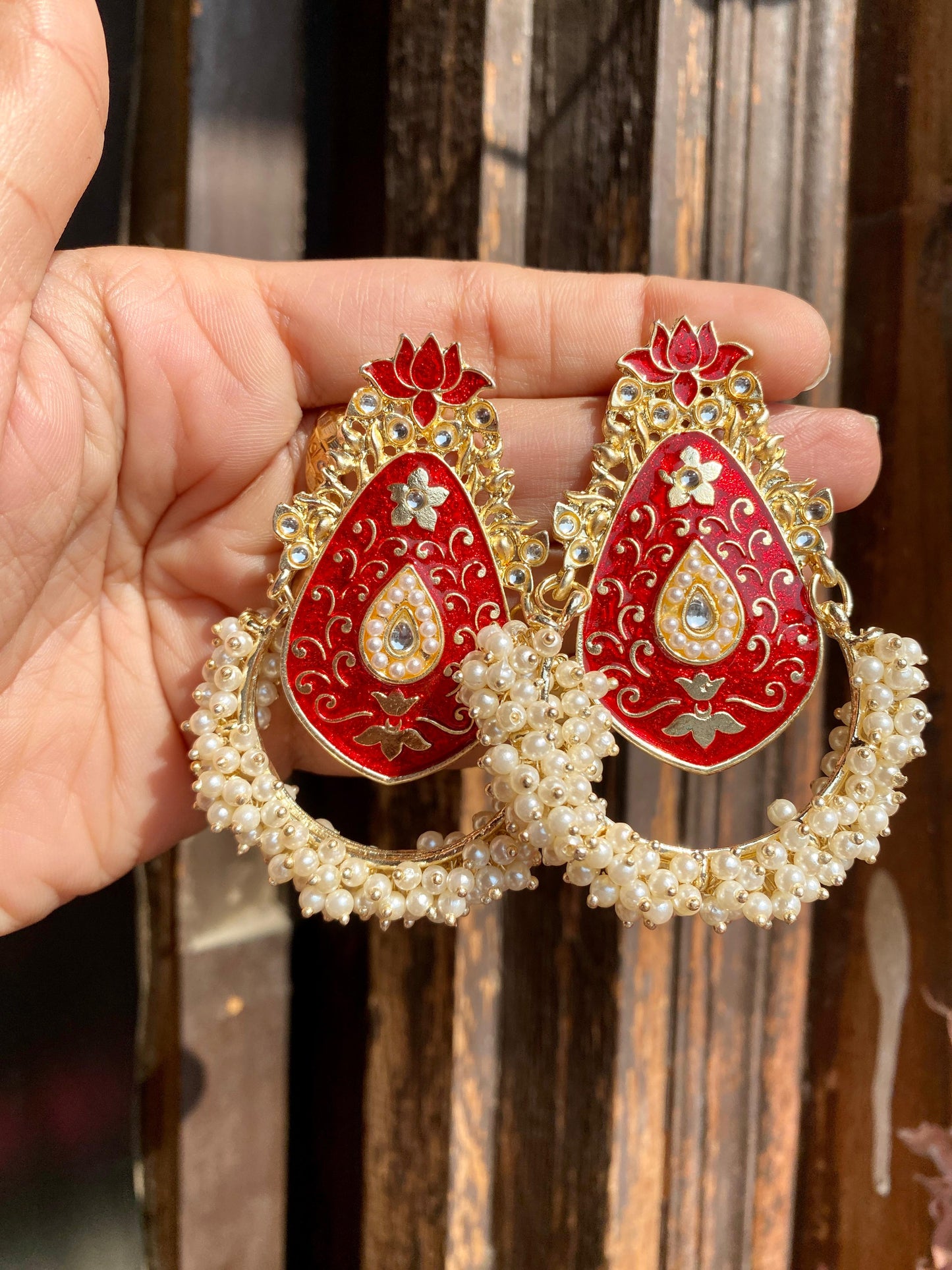 Pearl Jhula Meenakari Earrings