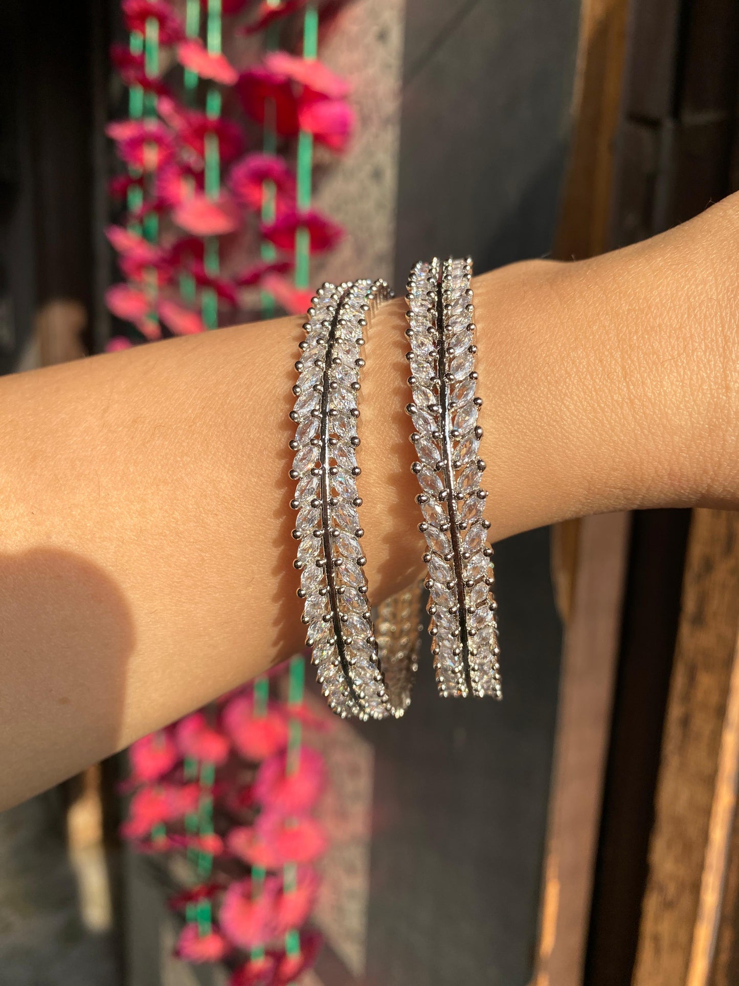 American Diamond Leaf Bangles