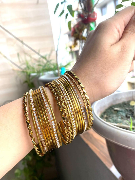 Gold Bangles Stack