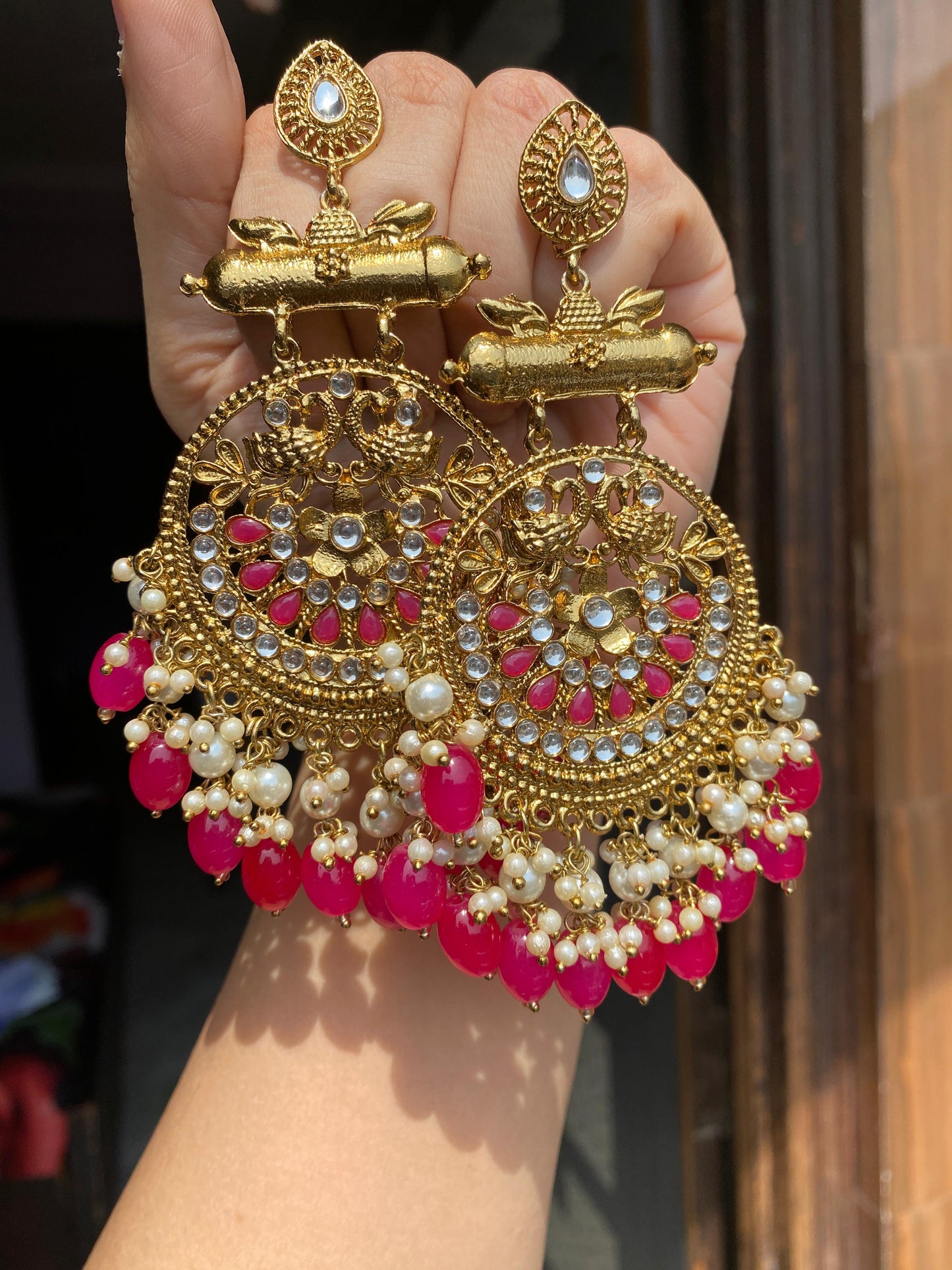 Kundan peacock chandbalis