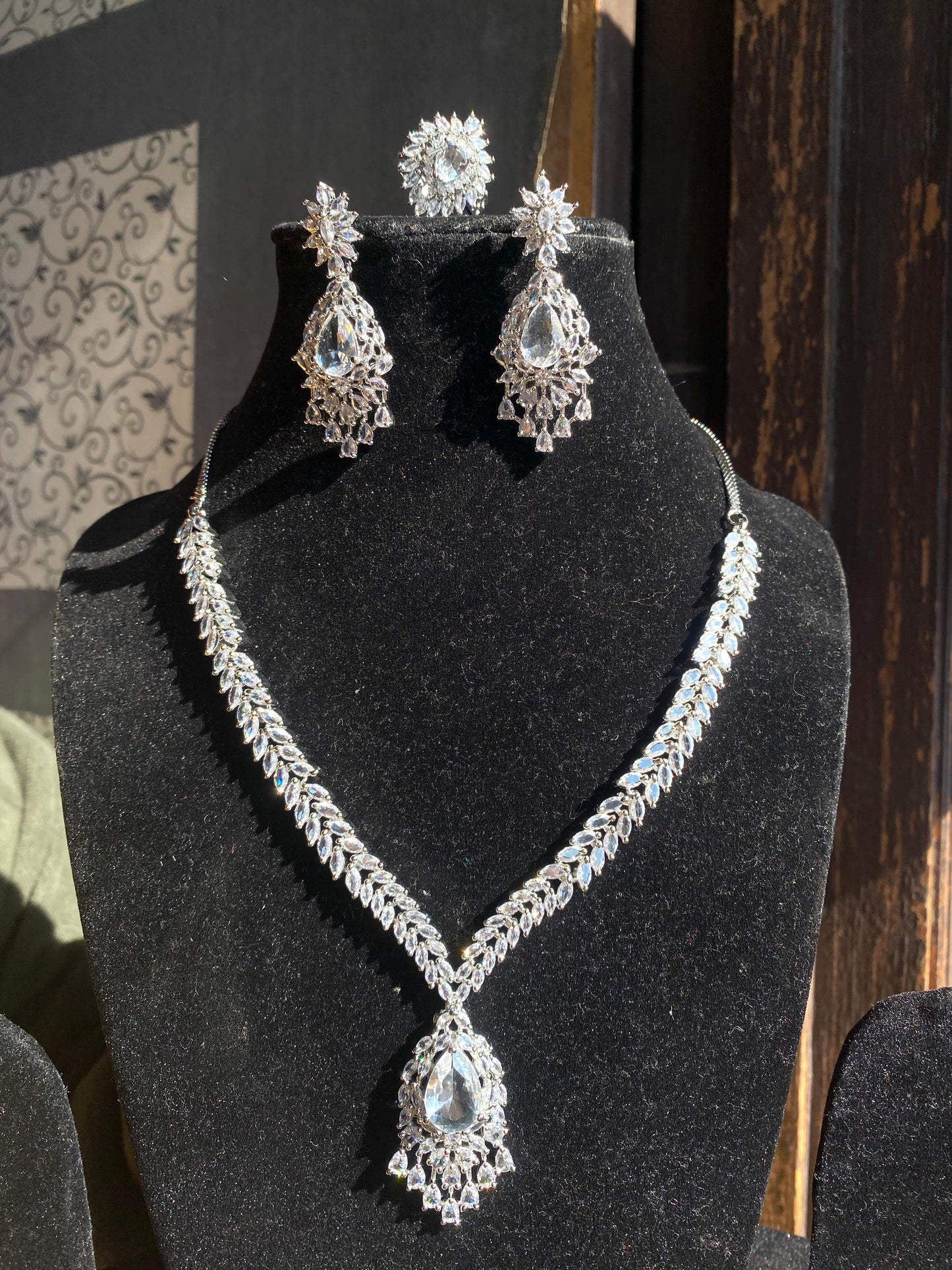 American Diamond Necklace Set With Ring Combo