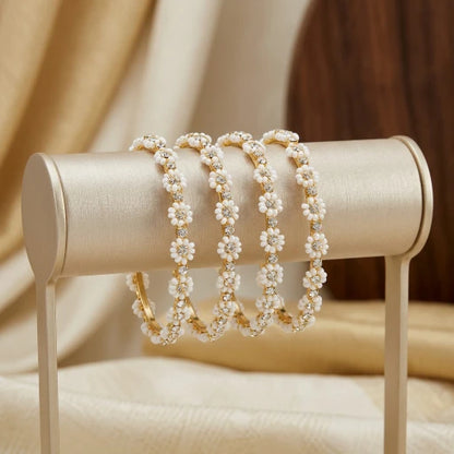 Zirconia Stone Flower Bangles