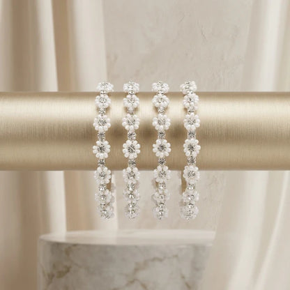 Zirconia Stone Flower Bangles