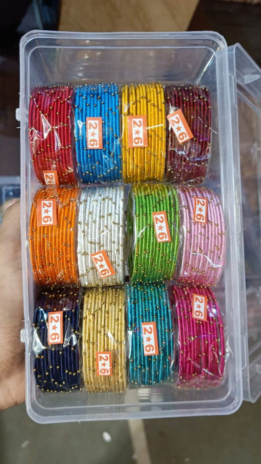 Silk Thread Bangles Combo- 12 Colours