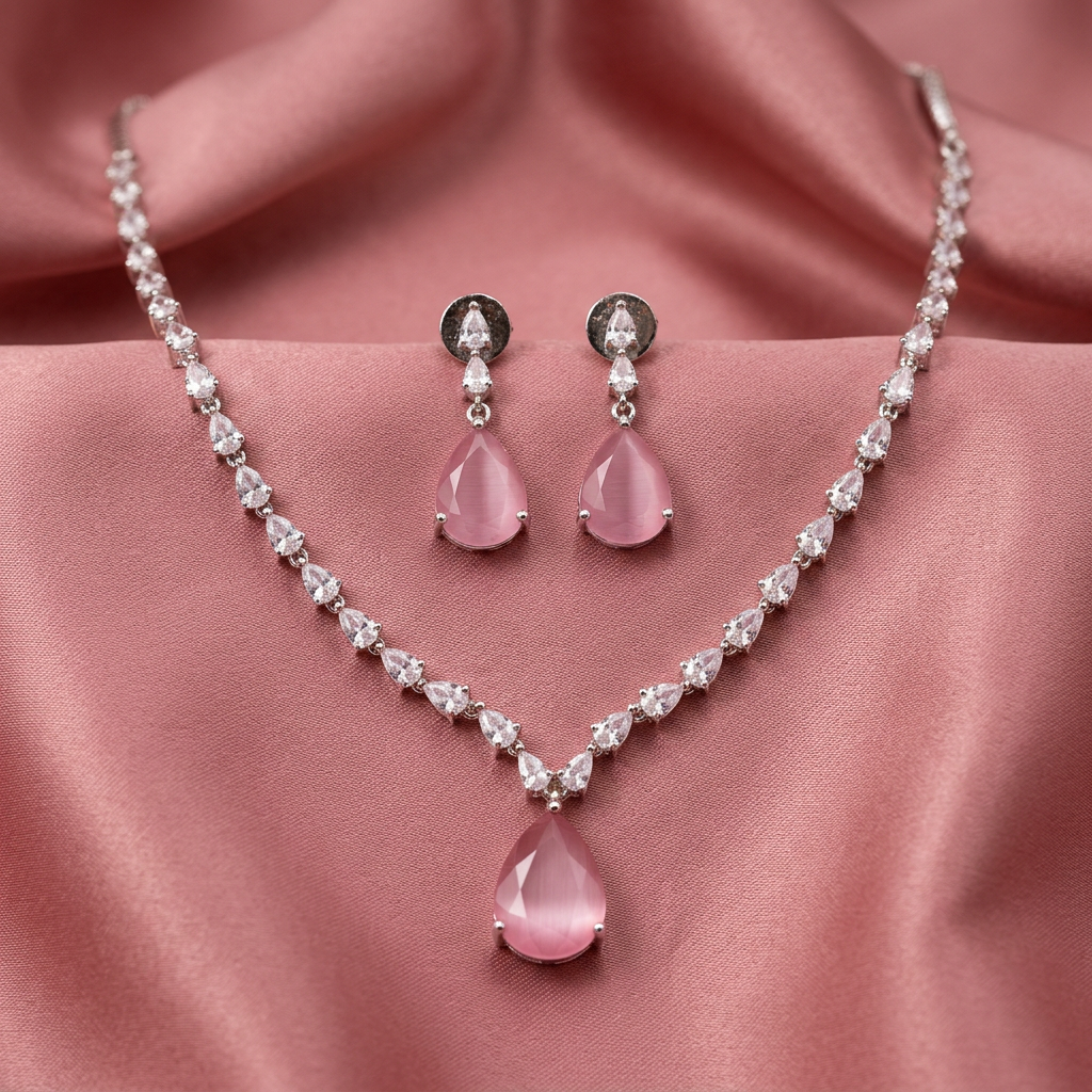 Deepika American Diamond Drop Necklace Set