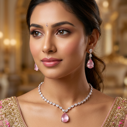 Deepika American Diamond Drop Necklace Set