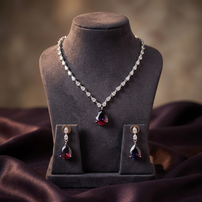 Deepika American Diamond Drop Necklace Set