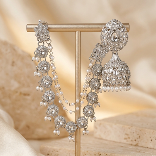 Asha Silver Deatachable Jhumka