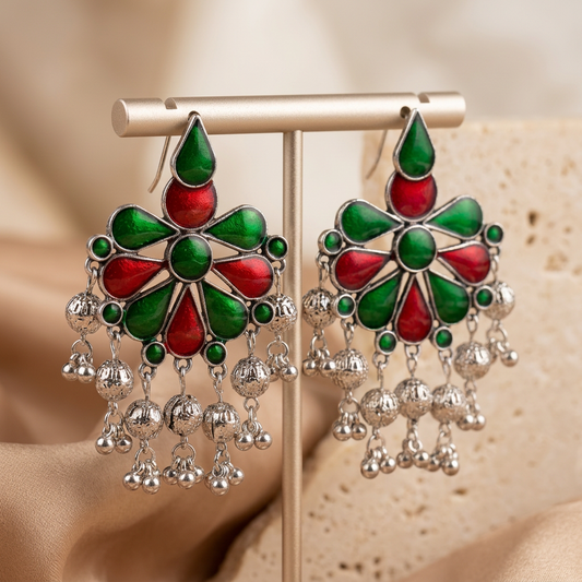 German Silver Afghani Earrings