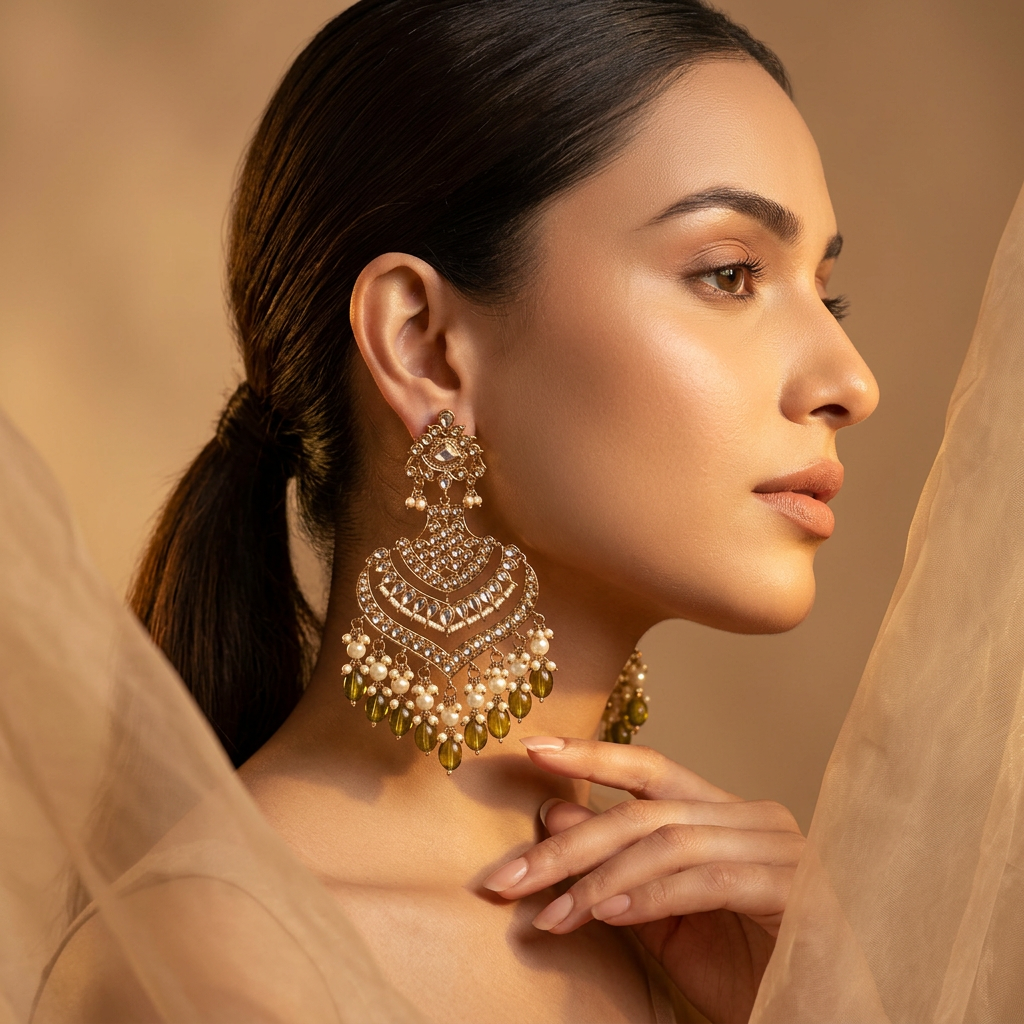 Leher Kundan Chandbalis