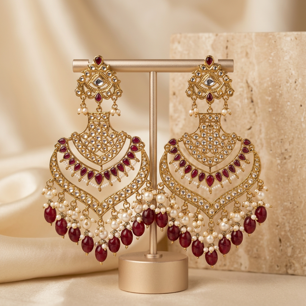 Leher Kundan Chandbalis