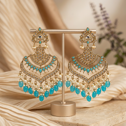 Leher Kundan Chandbalis