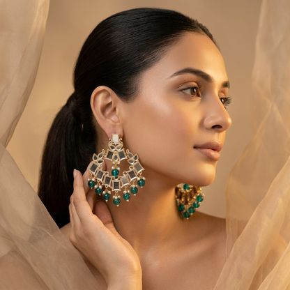 Mirror Kundan Earrings