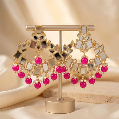 Mirror Kundan Earrings