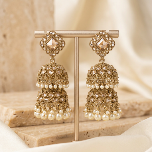 Polki Reverse American Diamond Jhumka