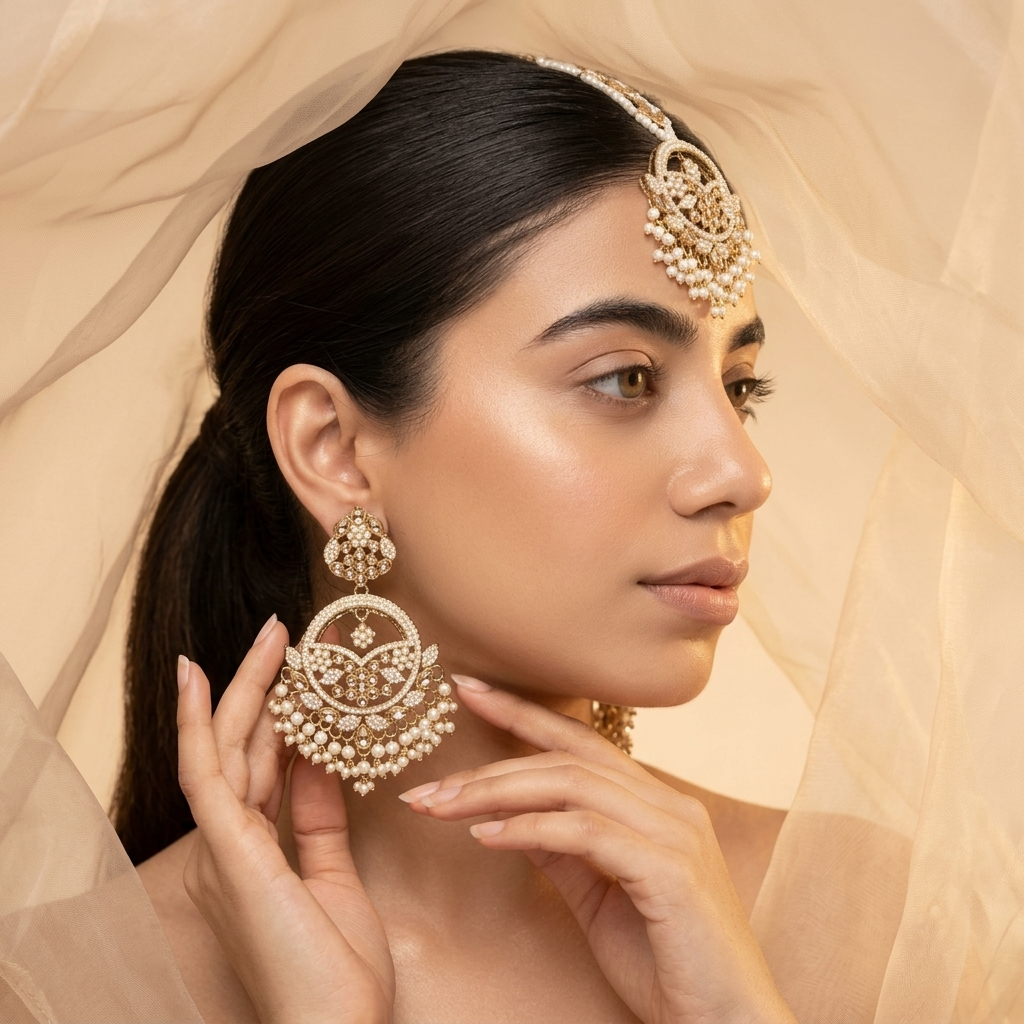 Shabad Kundan Mangtika And Earrings Set