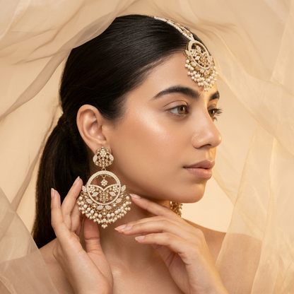 Shabad Kundan Mangtika And Earrings Set