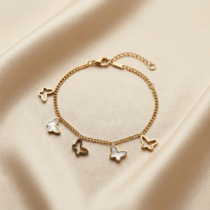 Anti Tarnish Butterfly Bracelet with Mother of Pearls