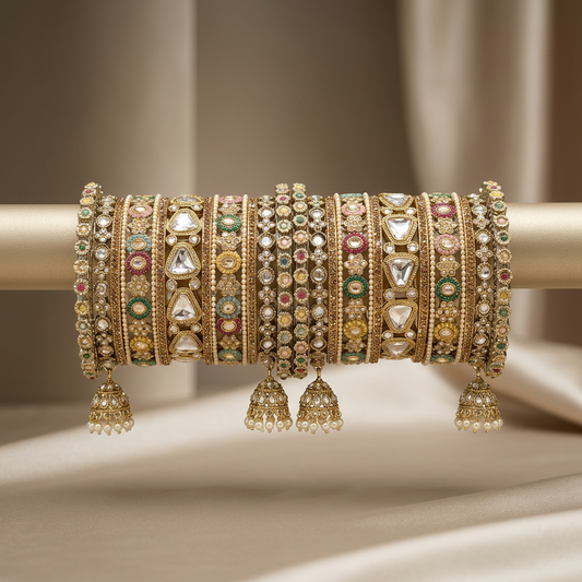 Heena Multi Kundan Bangle Stack