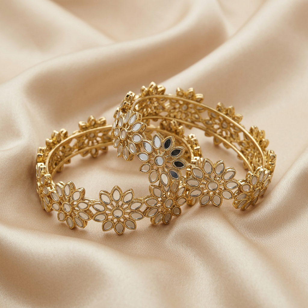Mirror Flower Bangles