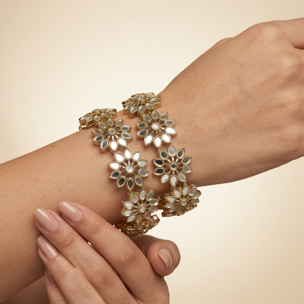 Mirror Flower Bangles