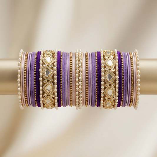 Purple Kundan Bangle Set