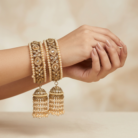 Single Jhummar Kundan Polki Bangle