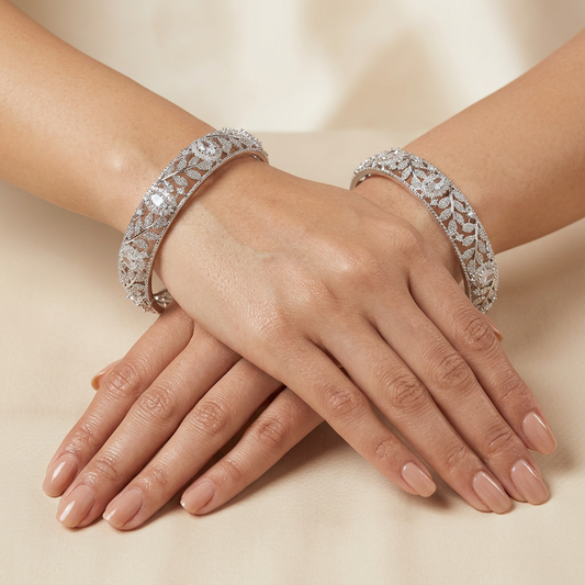 American Diamond Leaf Bangles