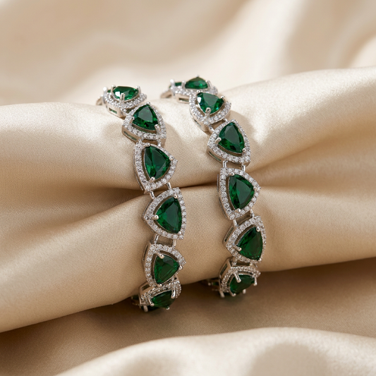 Emerald Green American Diamond Bangles