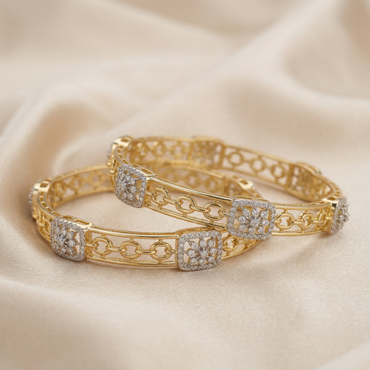 Maya Gold Plated American Diamond Bangles