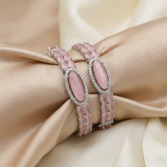 Pretty Pink American Diamond Bangles