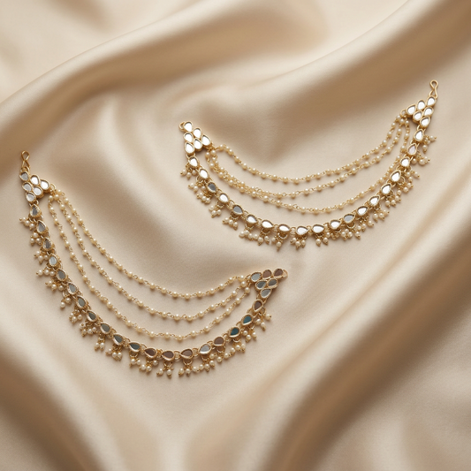 Layered Pearl Mirror Earchain