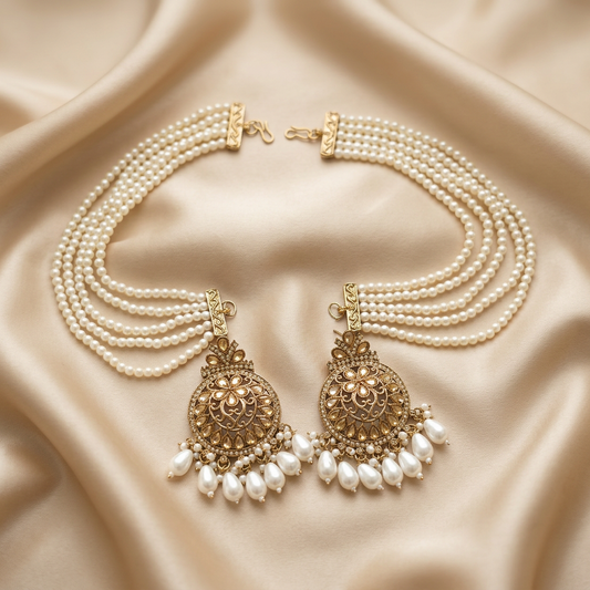 Pakistani Earrings With Pearl Earchain