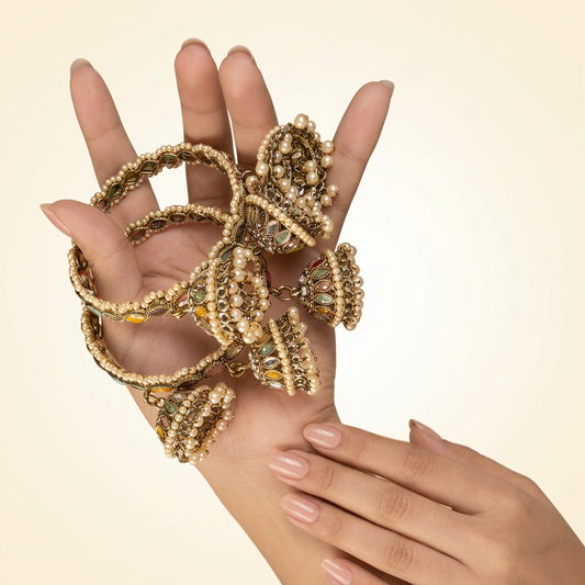Multicolor Triple Jhumnka Bangles
