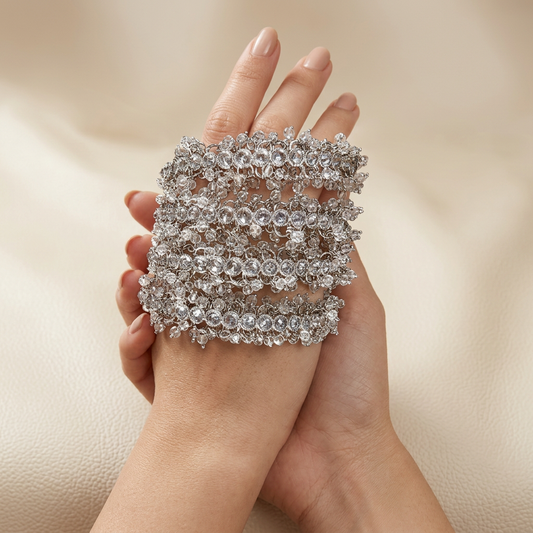 Polki Silver Beads Bangles