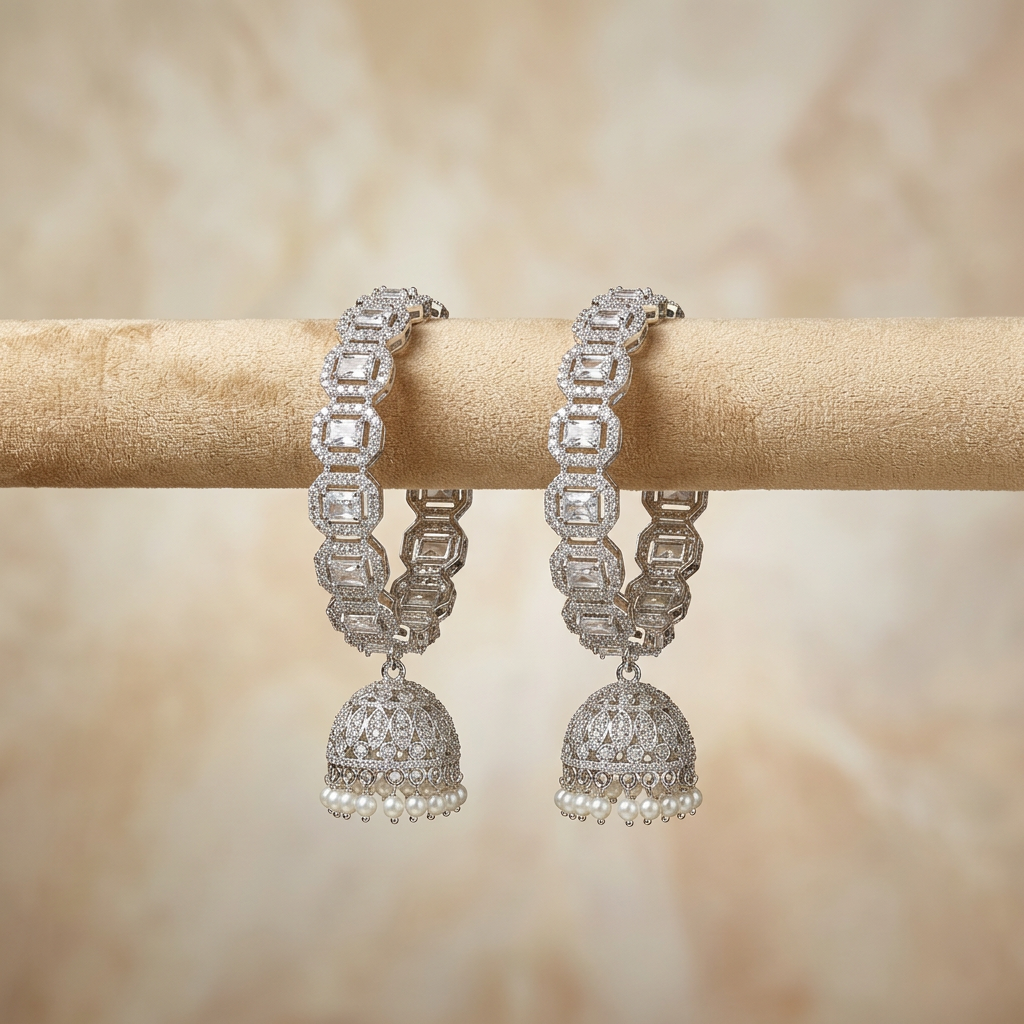 Silver Raksha Jhumka Bangle