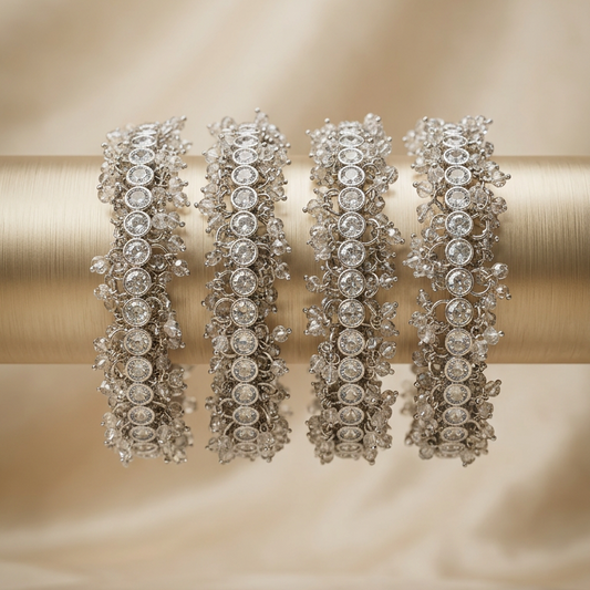 Polki Silver Beads Bangles