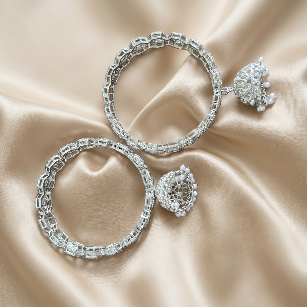 Silver Raksha Jhumka Bangle