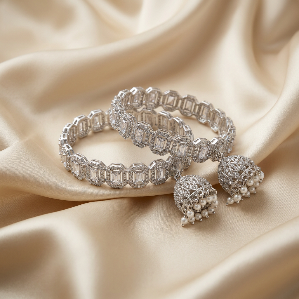 Silver Raksha Jhumka Bangle
