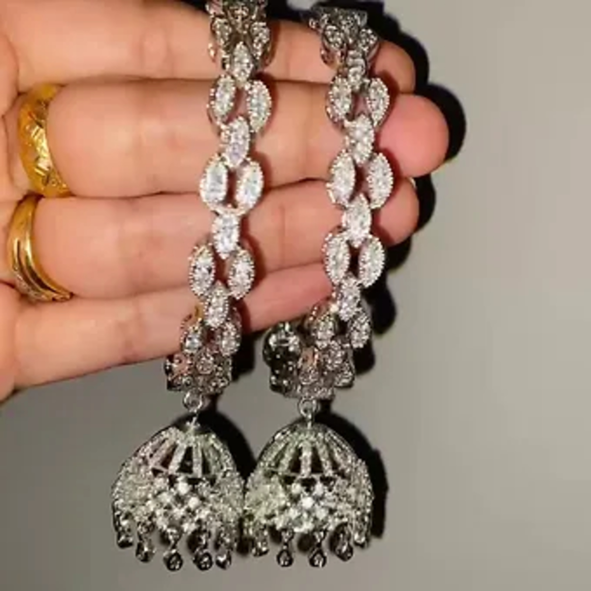 JBT American diamond jhumka bangles